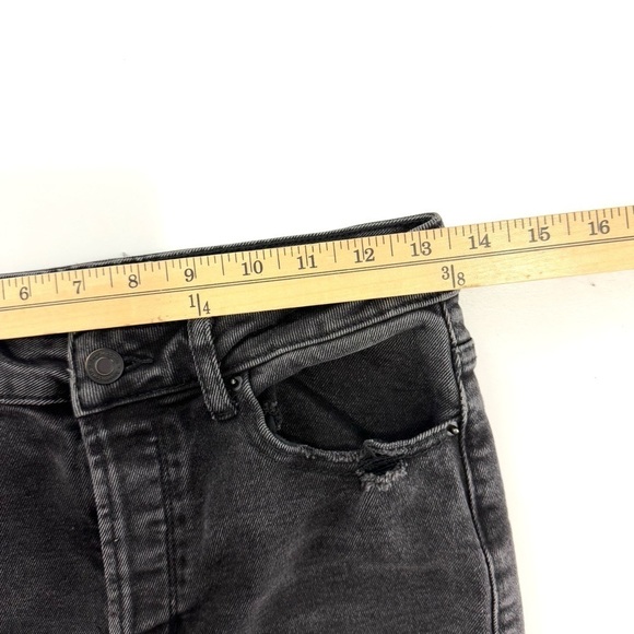 Hippie Denim Real Cheeky Distressed Raw Hem Button Fly Stretch Jeans sz 28 Black - Picture 9 of 12